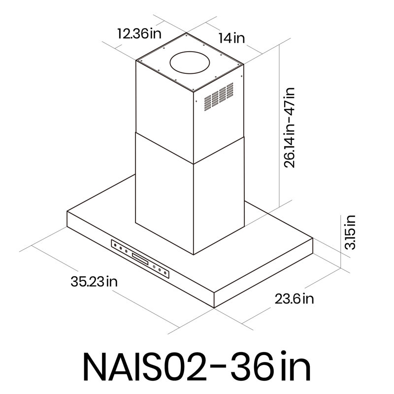 EKON KITCHEN EXPERT NAIS02 36 Inches 900 Cubic Feet Per Minute CFM